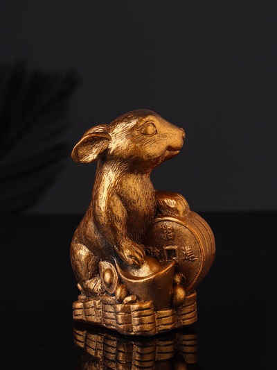 Набор: фигурка «Кролик фэншуй», подсвечник на 1 свечу, 12×20 см, гипс под бронзу