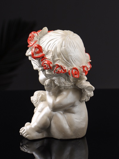 Фигурка гипс «Ангел с мишкой большой», 13×8×7 см, перламутр