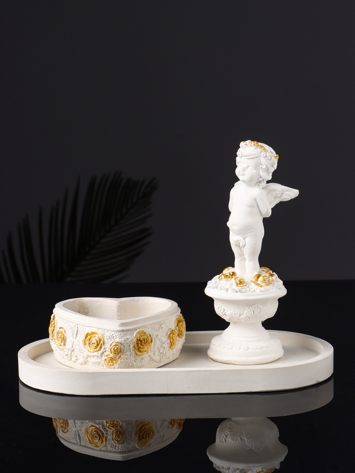 Набор: фигурка «Ангел и сердце», подставка для мелочей, 12×20×10 см - Фото 1