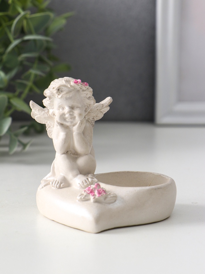 Фигурка-подсвечник на 1 свечу «Ангел на сердце», 8×7×7.5 см, перламутр - Фото 1