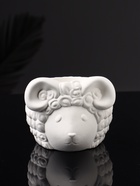 Декоративное кашпо для цветов «Баран», 12×10×7 см, гипс, белое - Фото 1