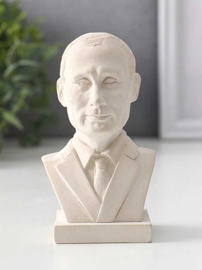 Бюст «Путин В.В.», фигурка гипс, 11×6.5×5.5 см, белый - Фото 1