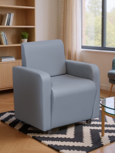 Кресло «Клик Мебель. Поли», экокожа, 660×550×770 мм, цвет серый