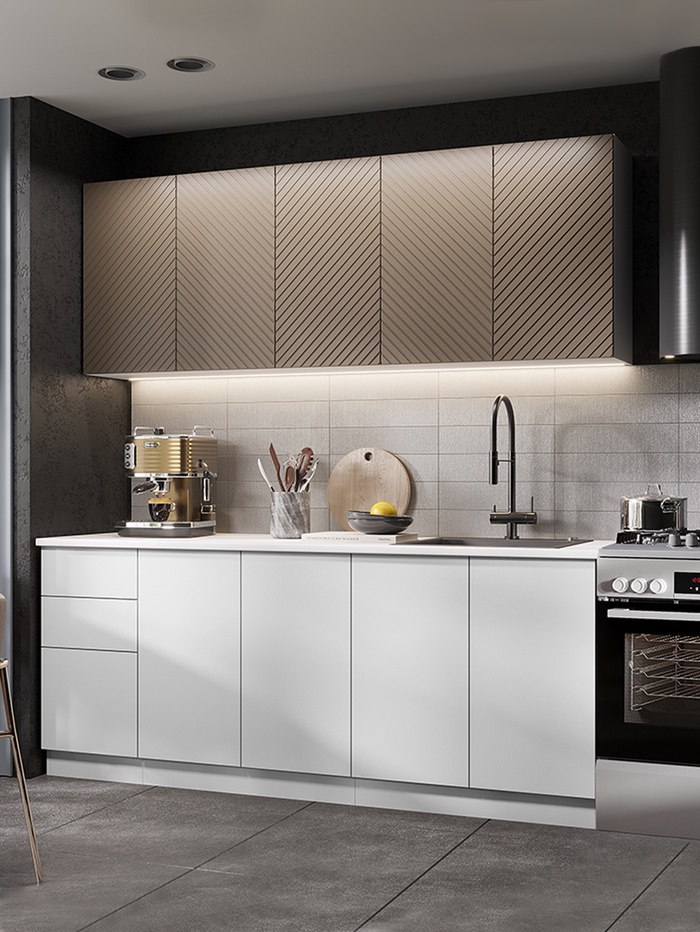 Кухонный гарнитур прямой «Урания», 2000 мм, цвет белый/коричневый софт - Фото 1