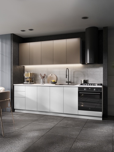 Кухонный гарнитур прямой «Урания», 2600 мм, цвет белый/коричневый софт