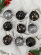 Ёлочные игрушки «Шаннен», шары новогодние, d=8 см, 9 шт., перья - Фото 3