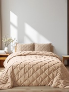 Комплект спальный: покрывало 220×240±5 см, наволочка 50×70+4 см (2 шт.), бежевый, велюр - Фото 2