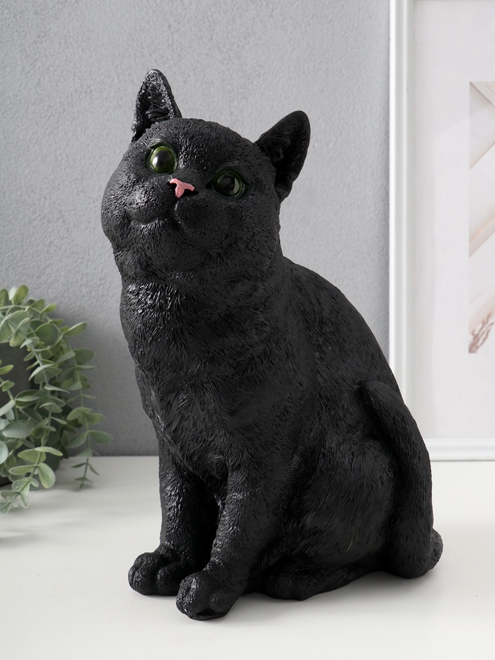 Фигурка гипс «Кошка чёрная окраска», 31.5×16×24 см - Фото 1