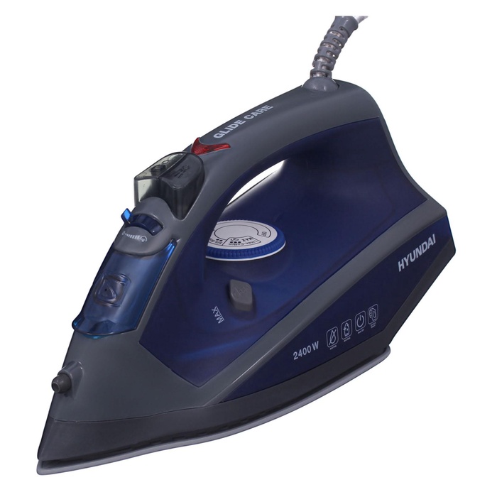 Утюг Hyundai H-SI01789, 2400 Вт, керамическая подошва, 20 г/мин, 300 мл, серо-синий