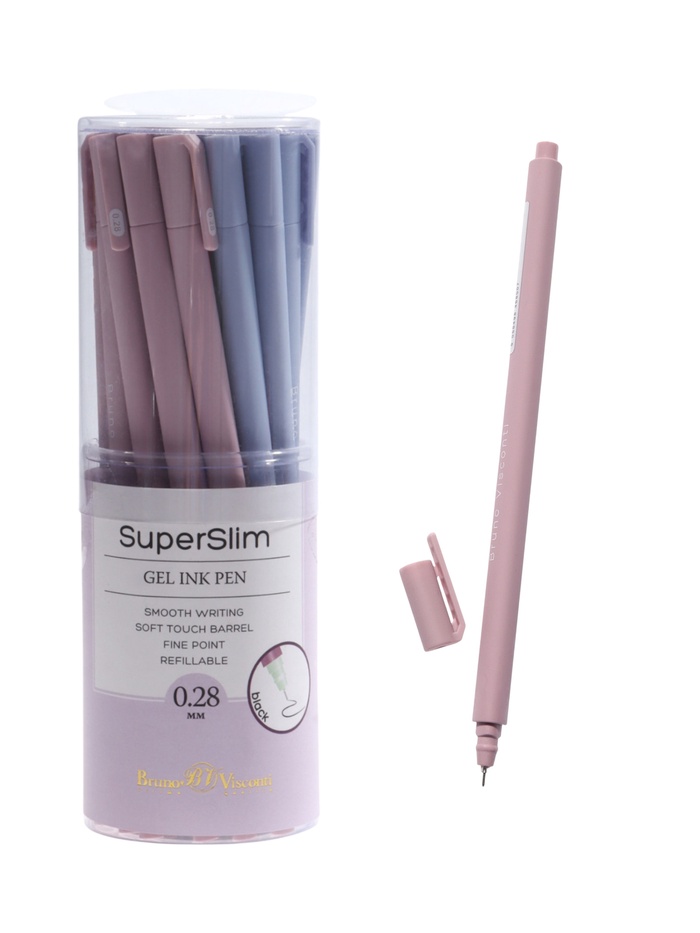 Ручка гелевая BrunoVisconti. Super Slim. Zefir 0.28 мм, стерж/черн, МИКС - Фото 1