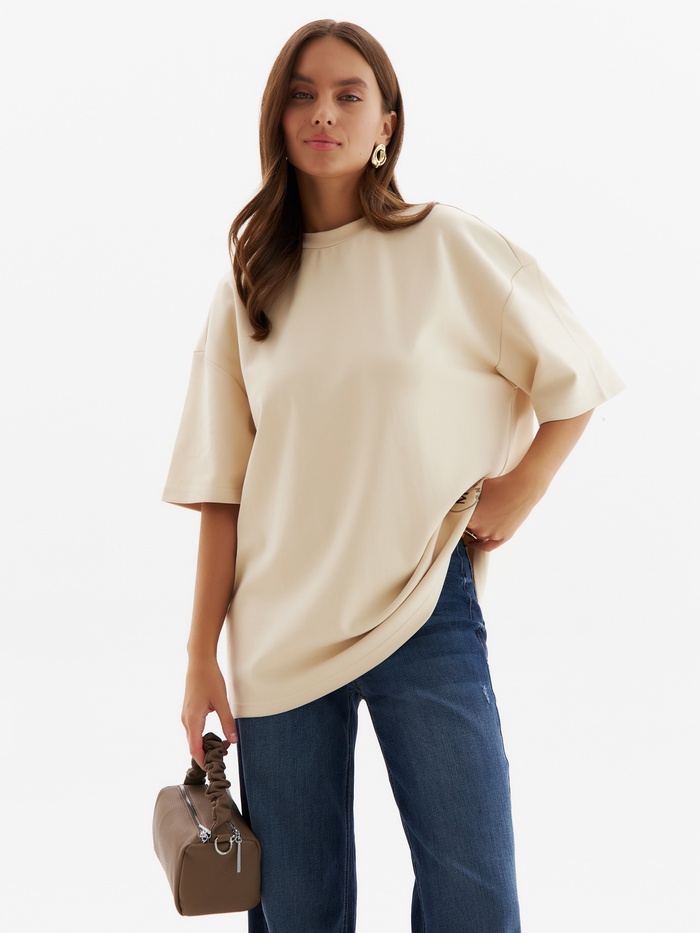 Футболка женская MINAKU, over size (44-48), бежевая - Фото 1