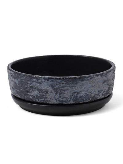 Горшок - бонсайница «Сиде», для кактусов и суккулентов, 600 мл, d=15 см, h=5.5 см, керамика, с поддоном, пепельный