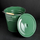УЦЕНКА Ведро, 12 л, с крышкой, зелёное с зерном - Фото 2