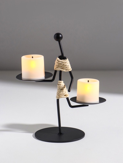 Подсвечник на 2 свечи «Абориген жонглёр», металл, d=6 см, 16×8×16 см