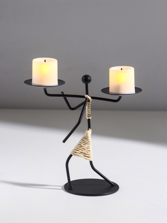 Подсвечник на 2 свечи «Абориген с коромыслом», металл, d=6 см, 17×8×17 см - Фото 1