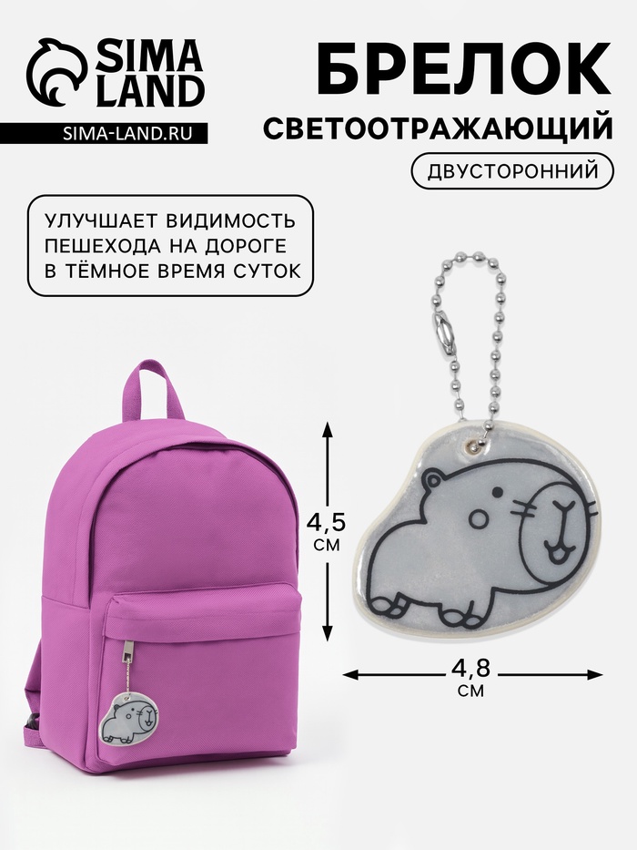 Светоотражающий элемент «Капибарка», двусторонний, 4.8×4.5 см, белый
