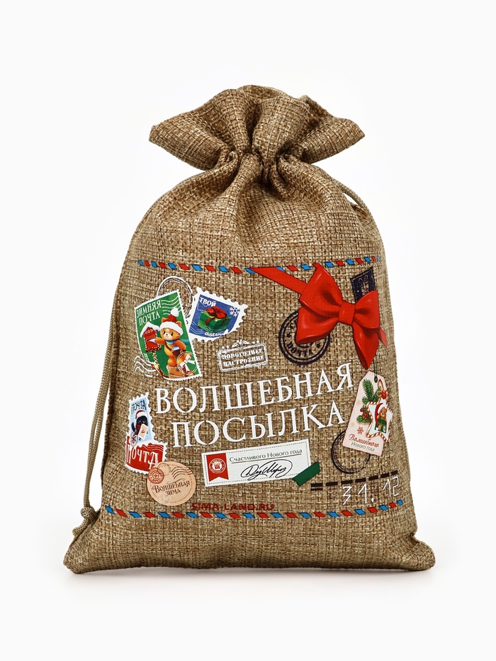 Мешок с термонаклейкой «Новогодняя посылка», 16 х 24 см - Фото 1