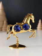 Фигурка металл «Лошадка маленькая» с 4 синими хрусталиками на подставке, 6.5×4×8.5 см - Фото 3
