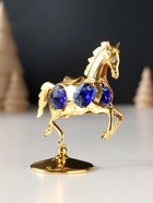 Фигурка металл «Лошадка маленькая» с 4 синими хрусталиками на подставке, 6.5×4×8.5 см - Фото 5