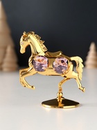 Фигурка металл «Лошадка маленькая» с 4 розовыми хрусталиками на подставке, 6.5×4×8.5 см - Фото 2