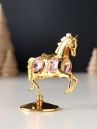 Фигурка металл «Лошадка маленькая» с 4 розовыми хрусталиками на подставке, 6.5×4×8.5 см - Фото 4