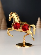 Фигурка металл «Лошадка маленькая» с 4 красными хрусталиками на подставке, 6.5×4×8.5 см - Фото 1