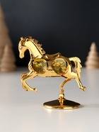 Фигурка металл «Лошадка маленькая» с 4 жёлтыми хрусталиками на подставке, 6.5×4×8.5 см - Фото 1