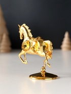 Фигурка металл «Лошадка маленькая» с 4 жёлтыми хрусталиками на подставке, 6.5×4×8.5 см - Фото 2