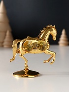 Фигурка металл «Лошадка маленькая» с 4 жёлтыми хрусталиками на подставке, 6.5×4×8.5 см - Фото 3