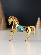 Фигурка металл «Лошадка маленькая» с 2 голубыми хрусталиками, 7×2×6 см - Фото 2