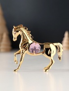 Фигурка металл «Лошадка маленькая» с 2 розовыми хрусталиками, 7×2×6 см - Фото 2