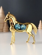 Фигурка металл «Лошадь» с 4 голубыми хрусталиками, 9×3×9 см - Фото 2