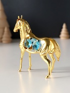 Фигурка металл «Лошадь» с 4 голубыми хрусталиками, 9×3×9 см - Фото 3