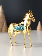 Фигурка металл «Лошадь» с 4 голубыми хрусталиками, 9×3×9 см - Фото 5