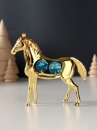 Фигурка металл «Лошадь» с 4 бирюзовыми хрусталиками, 9×3×9 см - Фото 2