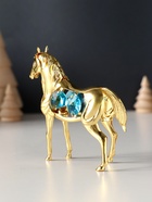 Фигурка металл «Лошадь» с 4 бирюзовыми хрусталиками, 9×3×9 см - Фото 3