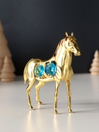 Фигурка металл «Лошадь» с 4 бирюзовыми хрусталиками, 9×3×9 см - Фото 5