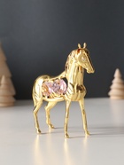 Фигурка металл «Лошадь» с 4 розовыми хрусталиками, 9×3×9 см - Фото 5