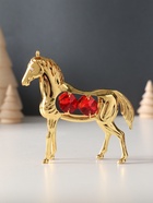 Фигурка металл «Лошадь» с 4 красными хрусталиками, 9×3×9 см - Фото 2