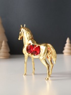 Фигурка металл «Лошадь» с 4 красными хрусталиками, 9×3×9 см - Фото 3