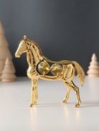 Фигурка металл «Лошадь» с 4 жёлтыми хрусталиками, 9×3×9 см - Фото 2