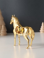 Фигурка металл «Лошадь» с 4 жёлтыми хрусталиками, 9×3×9 см - Фото 3