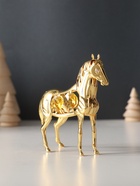 Фигурка металл «Лошадь» с 4 жёлтыми хрусталиками, 9×3×9 см - Фото 5