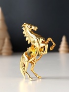 Фигурка металл «Лошадь» с 2 жёлтыми хрусталиками, 5.5×2×8 см - Фото 5