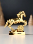 Фигурка металл «Лошадь» с монеткой и пожеланием «Удачи», 6×2.5×6 см - Фото 2