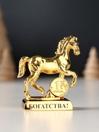 Сувенир Лошадь с монеткой и пожеланием "Богатства", 5,5х2,5х6 см. - фото 116349885