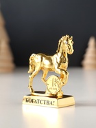 Фигурка металл «Лошадь» с монеткой и пожеланием «Богатства», 5.5×2.5×6 см - фото 6586523