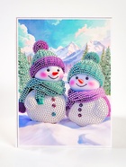 Алмазная вышивка с частичным заполнением «Снеговики» 15×21, холст - Фото 2