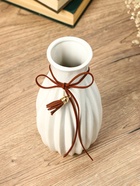 Ваза «Шерон», зауженная шнур, 19.5×8.5×6 см, керамика, белая - фото 47222171