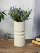 Ваза керамика настольная "Бэрри" прямая кольца, h=24,5 d=11 см, белый - фото 809051187